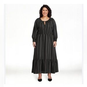 terra and sky peasant long sleeve maxi dress